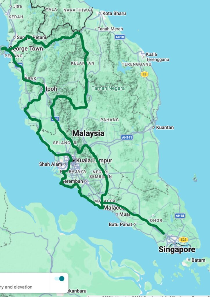 malaysia motorcycle tour map