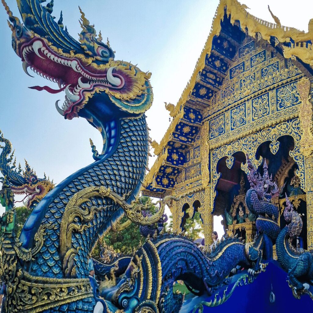 Ornated dragon and temple