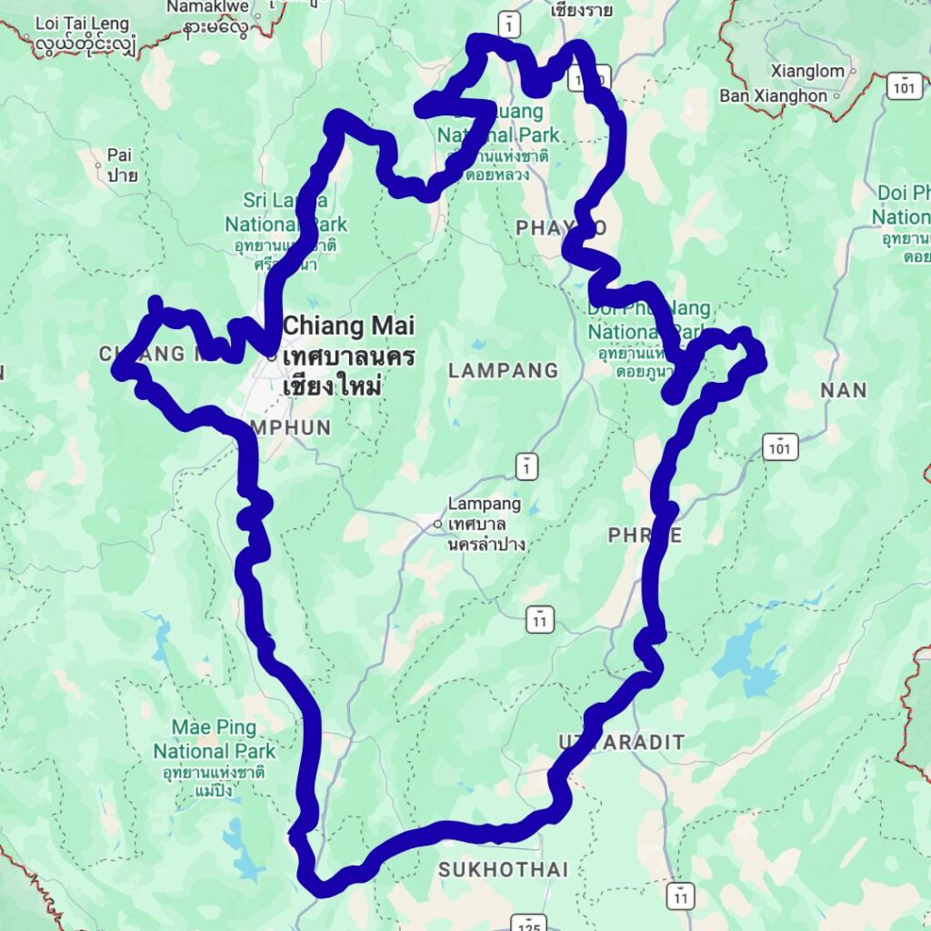 northern thailand motorcycle tour map