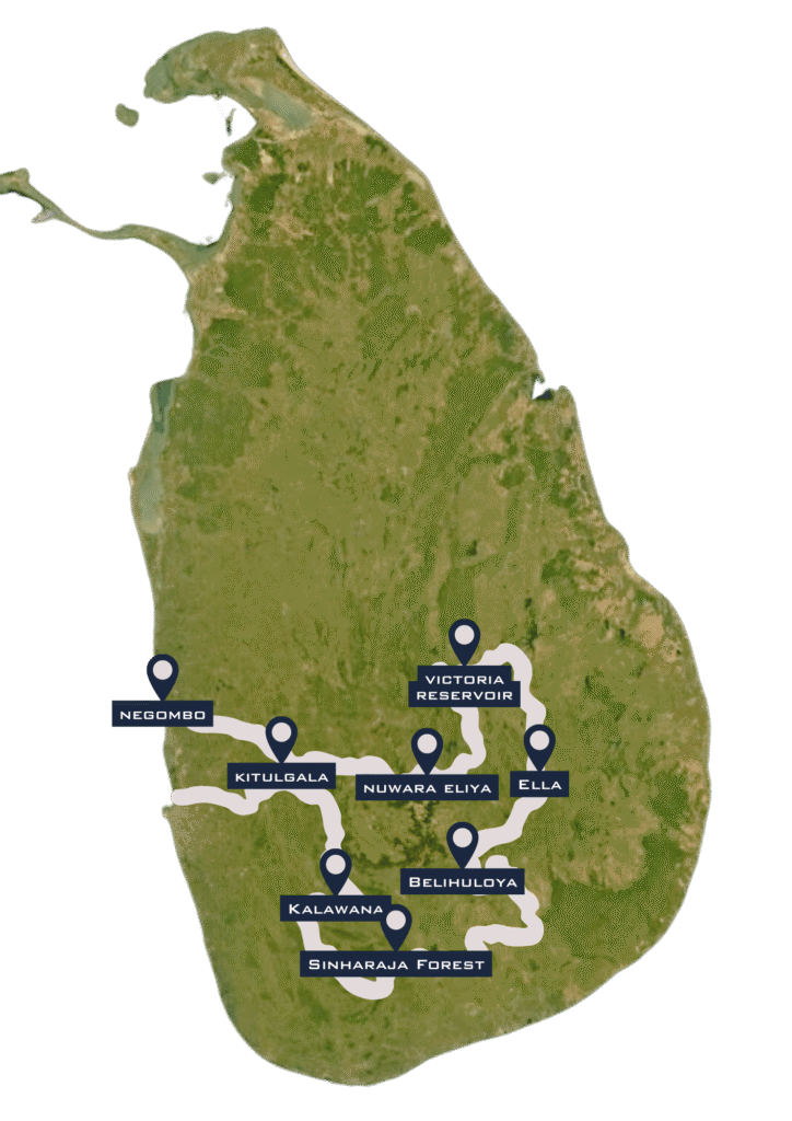 Highlands loop adventure motorcycle tour sri lanka map